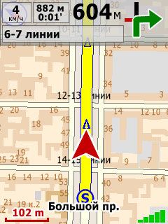 City Guide (Symbian) - режим 2D навигации, полный экран